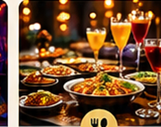 Illustrative festive dinner and drinks
